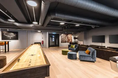 a large room with a ping pong table in it at Fritidsbolig i Hemsedal in Kyrkjebøen