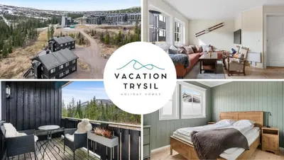 a collage of pictures of a bedroom and a room at Trysilfjell 782 by Vacation Trysil in Trysil
