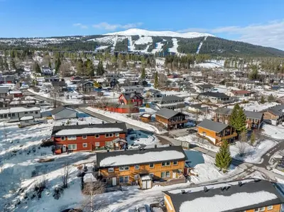an aerial view of a town in the snow at Trysilfjell 33 by Vacation Trysil in Trysil