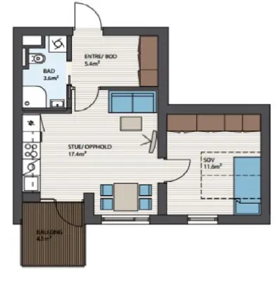 a floor plan of a house at Lys leilighet på Kaldnes in Lii
