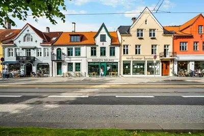 an empty street in a town with buildings at City Apartment I Cozy with Perfect Location in Bergen