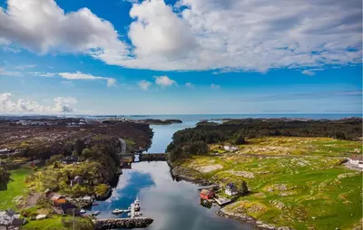 an aerial view of a river with houses and trees at Amazing Home In Rong With Ethernet Internet in Rong