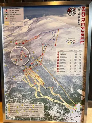 a map of the winter olympics at Hytte på Norefjell in Surteberg
