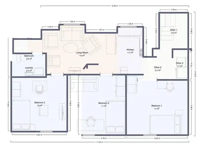 a floor plan of a house at 3BR loft-apartment near Downtown & Ocean in Bergen