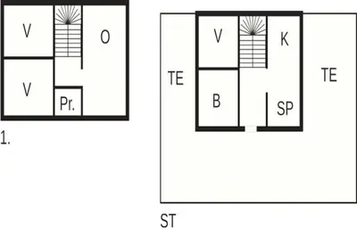 two diagrams of a building with different symbols on it at 6 person holiday home in Huglo in Nordhuglo
