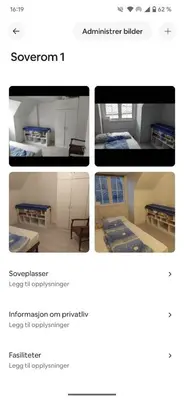 a collage of four pictures of a room at Trondheim Center in Trondheim