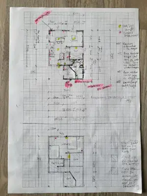 a piece of paper with some drawings on it at Cozy Cabin Near Gribbe With Alpine Skiing Nearby in Tisleidalen