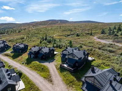 an aerial view of a group of homes in a field at Fagertoppen 1314B by Vacation Trysil in Trysil