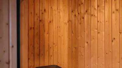 a wooden wall with wood paneling on it at Kvitåvatn Fjellhytter in Gaustablikk