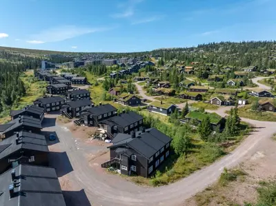 an aerial view of a village with houses at Fagerasen 760B by Vacation Trysil in Trysil