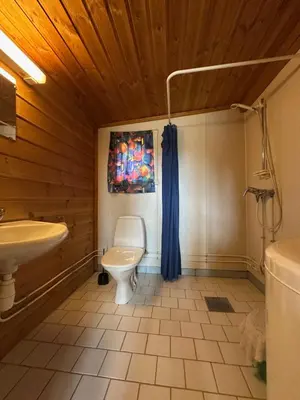 a bathroom with a toilet and a sink at Bjorliheimen Fjellhotell-Hytte 10 & 17 in Bjorli