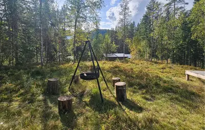 a swing in a field next to some trees at 2 Bedroom Nice Home In Noresund in Noresund