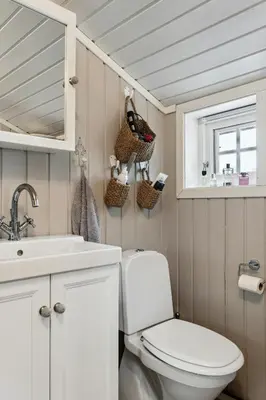 a bathroom with a toilet and a sink and a mirror at Charming Cabin By Nesfjellet Ski Resort in Nesbyen