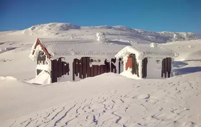 an old building covered in snow in the desert at Awesome Home In Eggedal With Sauna in Eggedal