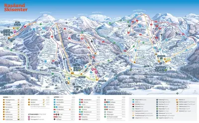 a map of a ski resort in the mountains at Modern and cozy mountain cabin - panoramic view! in Torvetjørn