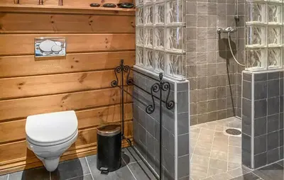a bathroom with a toilet and a shower at Pet Friendly Home In Bjorli With Sauna in Bjorli