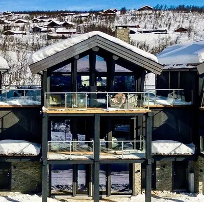 a building that is under construction in the snow at Apartment With Panoramic Views In Beitostølen in Beitostøl