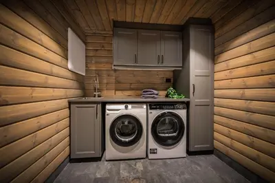 a laundry room with a washer and dryer at The Nordic Retreat - Stryn in Stryn