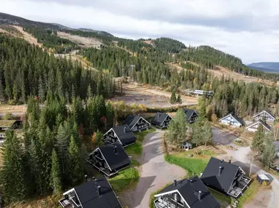 an aerial view of a village in the mountains at Alpingrenda 38B by Vacation Trysil in Trysil