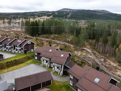 an overhead view of a group of houses in a subdivision at Fjellvangvegen 11 by Vacation Trysil in Trysil