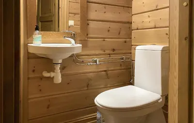 a bathroom with a white toilet and a sink at Gorgeous Home In Bjorli With Wifi in Bjorli