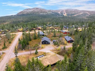 an aerial view of a village in the mountains at Fagerasen 303 by Vacation Trysil in Trysil