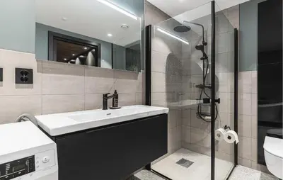 a bathroom with a sink and a shower at Cozy Apartment In Hemsedal With Sauna in Hemsedal