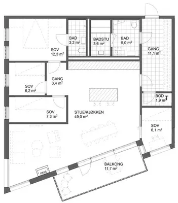 a floor plan of a house at Brand new luxury apartment by the slopes, Hemsedal in Hemsedal