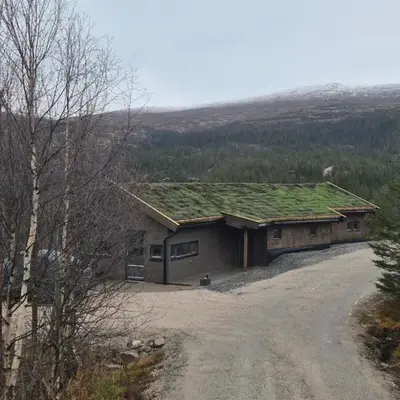 Modern mountain cabin with panorama view