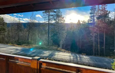 a window with a view of a forest at Pet Friendly Home In Lesjaskog With Wifi in Bjorli