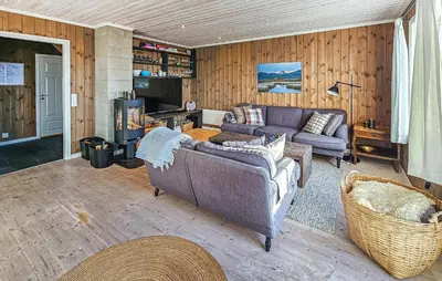 a living room with two couches and a fireplace at Nice Home In Rauland With Wifi in Rauland
