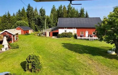 an aerial view of a barn with a yard at Amazing Apartment In Braskereidfoss With Wifi in Braskereidfoss