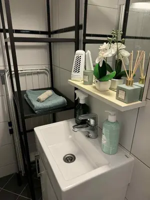 a bathroom with a sink and a mirror at Lake Resort - Pool & Sauna in Vossevangen