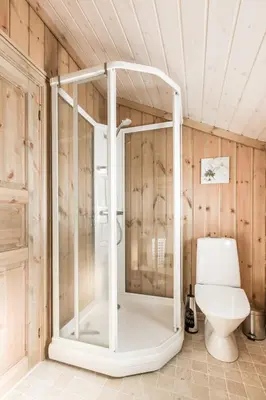 a shower in a bathroom with a toilet at Stranda Fjellgrend 3 bedrooms - 68B in Stranda