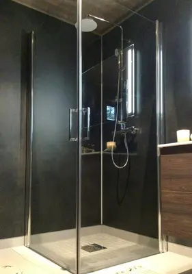 a shower with a glass enclosure in a bathroom at Warm And Inviting Cabin Near Norefjell in Eggedal