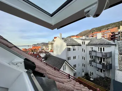 a view from the balcony of a building at Exclusive top apartment, central location in Bergen in Bergen