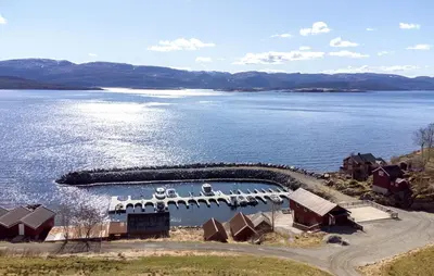 an aerial view of a large body of water at 2 Bedroom Stunning Home In Bjugn in Moen