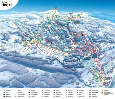 a map of a ski resort in the snow at TexasToppen, cabin in Hafjell with sauna in Hafjell