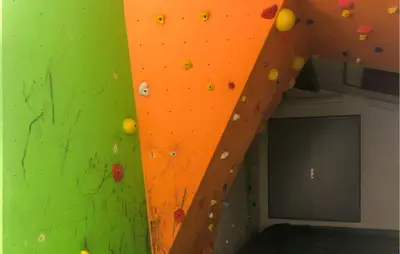 a climbing wall with a ladder in a room at Beautiful Apartment In Bjorli With Sauna in Bjorli