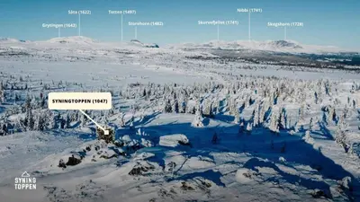 an aerial view of a mountain covered in snow at Gemütliche Hütte in traumhafter Natur auf 1000 m in Ål