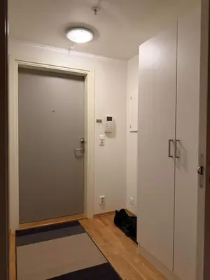 a door in a room with a hallway with a door gmaxwell gmaxwell gmaxwell at Modern apartment near Oslo in Lii
