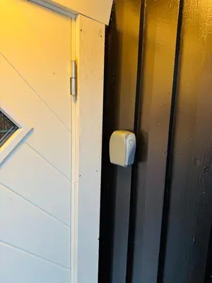 a door with a mailbox on the side of it at Cozy cabin in the middle of peaceful surroundings in Geilo