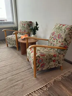 a living room with two chairs and a table at Large apartment, in the middle of Gol city center! in Gol