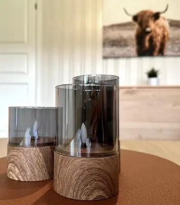 two glass containers sitting on top of a table at Apartment centrally located in Bud in Bud