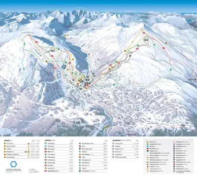 a map of a ski resort with mountains in the background at The View - Mountain cabin with stunning views in Stranda