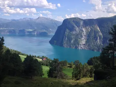 a view of a lake in the mountains at The View - Mountain cabin with stunning views in Stranda
