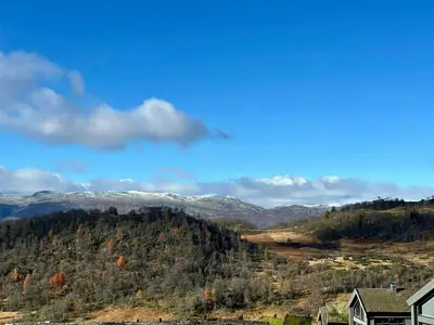a view of a mountain with trees and a house at Well-Equipped Cabin Near Rauland Alpine Centre in Rauland