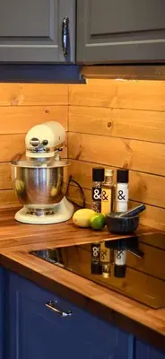 a kitchen counter with a mixer on a counter top at Well-Equipped Cabin Near Rauland Alpine Centre in Rauland
