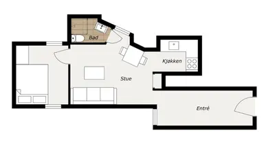 a floor plan of a small house at Central and cozy apartment in Bergen City Center in Bergen