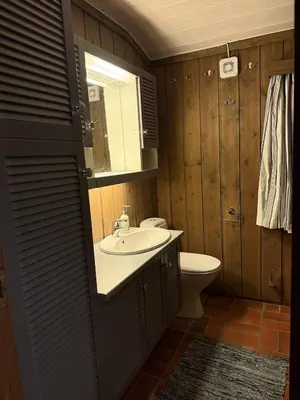 a bathroom with a sink and a toilet at Large cottage with beautiful view in Trysil in Trysil
